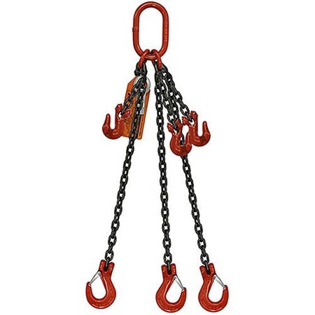 Hsi Three Leg Chain Slng, Adjstbl Type B, 9/32in dia, 5ft L, Oblong Link to Slng Hook, 11,200lb Lmt 10ATOS9/32B-05